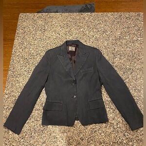CALVIN KLEIN Classic Vintage Black Linen Blazer Size 6
